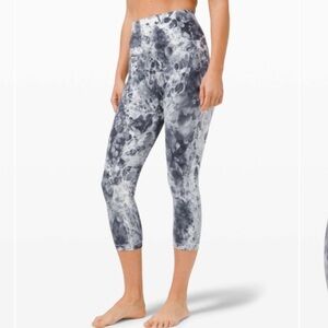 Lululemon Wunder Under Marble Dye High Rise Crop 21" Classic Navy 26693